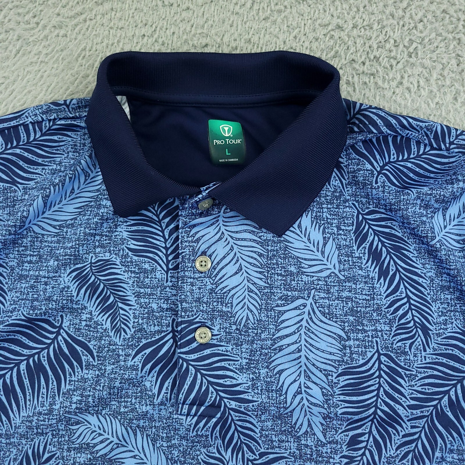 Pro Tour Polo Shirt Mens Large Blue Office Casual Golf Activewear Outdoor