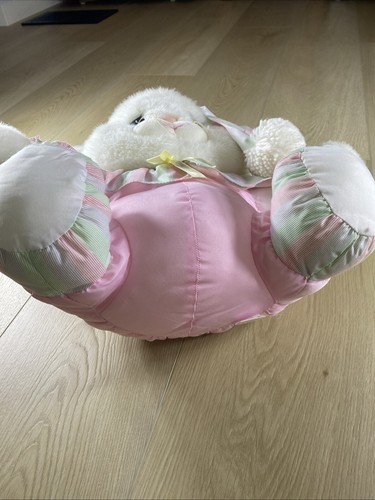 Vintage 1992 Well Made Happiness Aid Bunny Plush Pink Pjs & Hat 17” - Easter - Picture 5 of 8