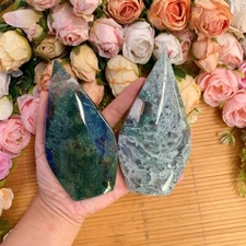 Moss Agate Free Form 5.1" - Landscape Crystal, Zen Home Decor & Healing Gift