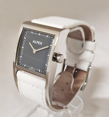 Alfex by Plum Design Damenuhr Lederband weiß Swiss Made 5504-189 Rarität  Neu
