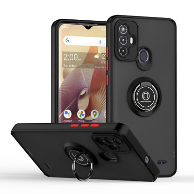 Shockproof Magnetic Hybrid Armor Ring Stand Matte Case Cover For ZTE Blade A52