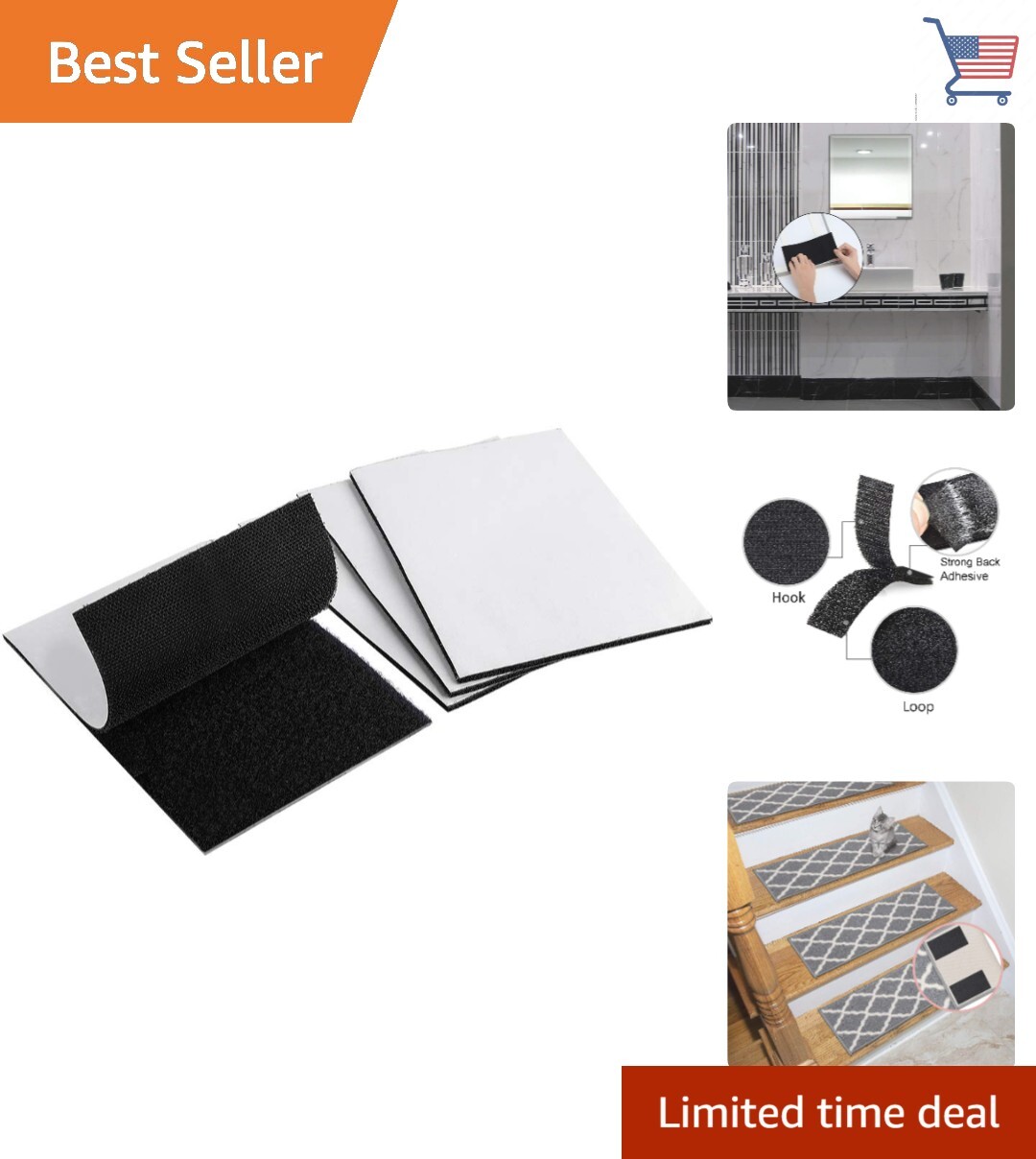 Heavy Duty Industrial Hook and Loop Tape with Strong Hold Multi-Purpose Black-image