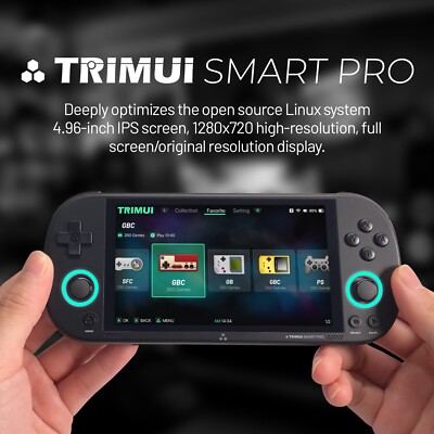 Trimui Smart Pro  Schwarz Handheld-Spielekonsole 4.96'' IPS HD-Bildschirm-Linux