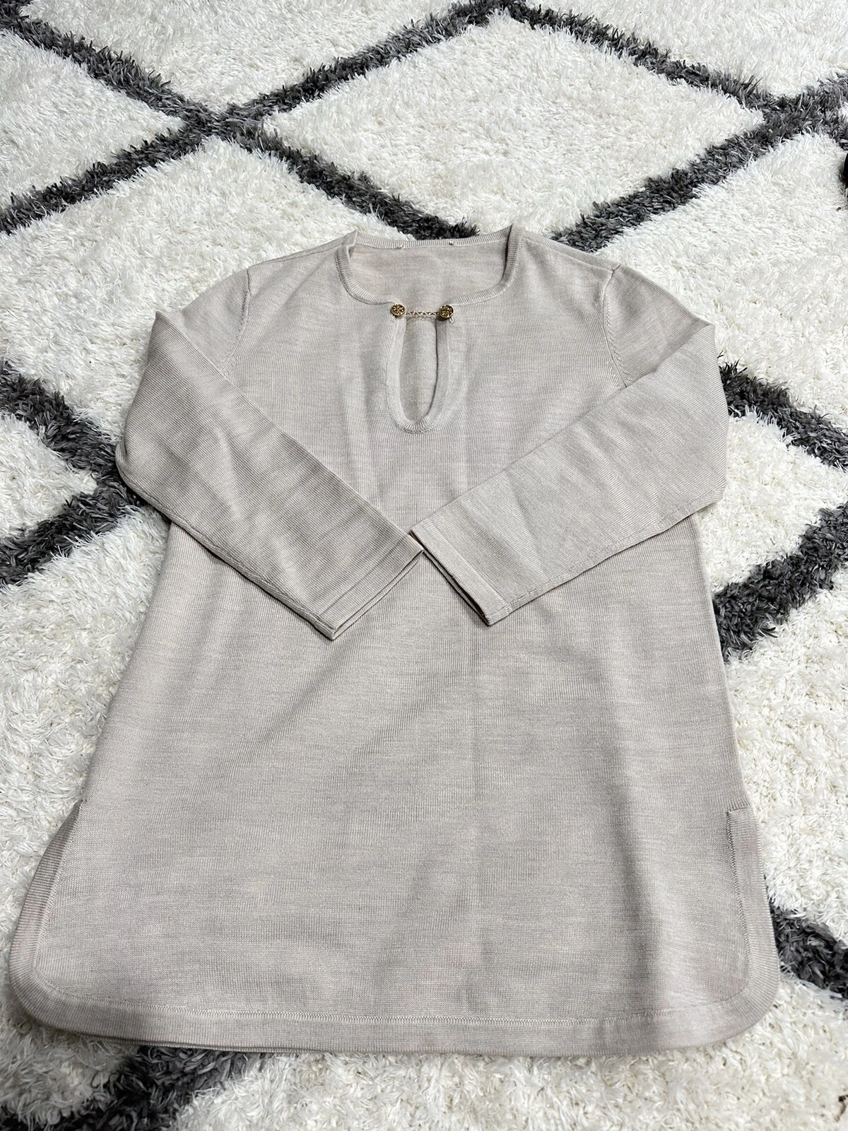 Tunica Tory Burch Hillary bottone oro lana merino nuova con etichette taglia S