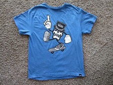 Vans Off The Wall Blue Skull Graphic Cotton Blend Short Sleeve T Shirt Youth XL