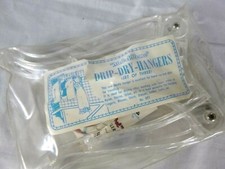 Set of 3 Model Home Clear Plastic Folding Travel DRIP DRY Hangers in Travel Case