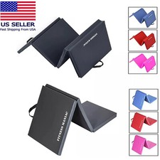 Tri-Fold Four Folding Thick Exercise Mat Carrying Handles for Tumbling MMA Core