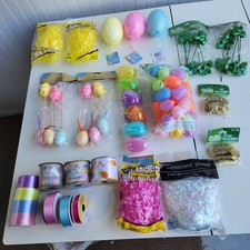 Lot of Miscellaneous Easter Spring Decorations Craft Supplies Eggs Ribbons