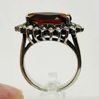 Vintage Sterling Silver 925 Marquise Cut Red Garnet Marcasite Ring Size 8