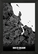 Dar es Salaam Tanzania Map Framed Wall Art Poster Canvas Print Picture