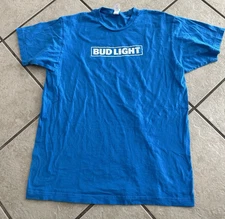 Bud Light Men’s T Shirt Beer Blue White Size Large Cotton New
