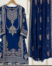 pakistani shalwar kameez chiffon embroidered Med 3pc Set Chest 20 40 