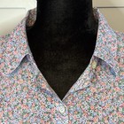 J Jill Shirt Women Large Blue Dainty Floral Long Sleeve Button Up !00% Cotton EU