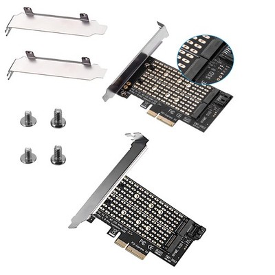 2Pcs M2 NGFF to Desktop PCIE x4 x8 NVMe SATA Dual SSD Express Adapter Card NEW