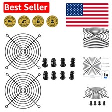 Sleek Black 120mm Fan Grill Set Sturdy Metal Covers with Easy Install Screws
