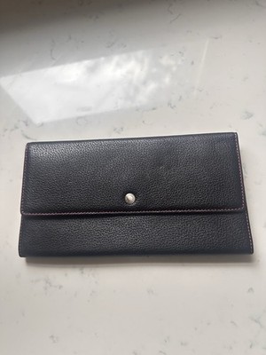 Vintage Coach Black Red Leather Travel Wallet Passport and Airline Ticket Case