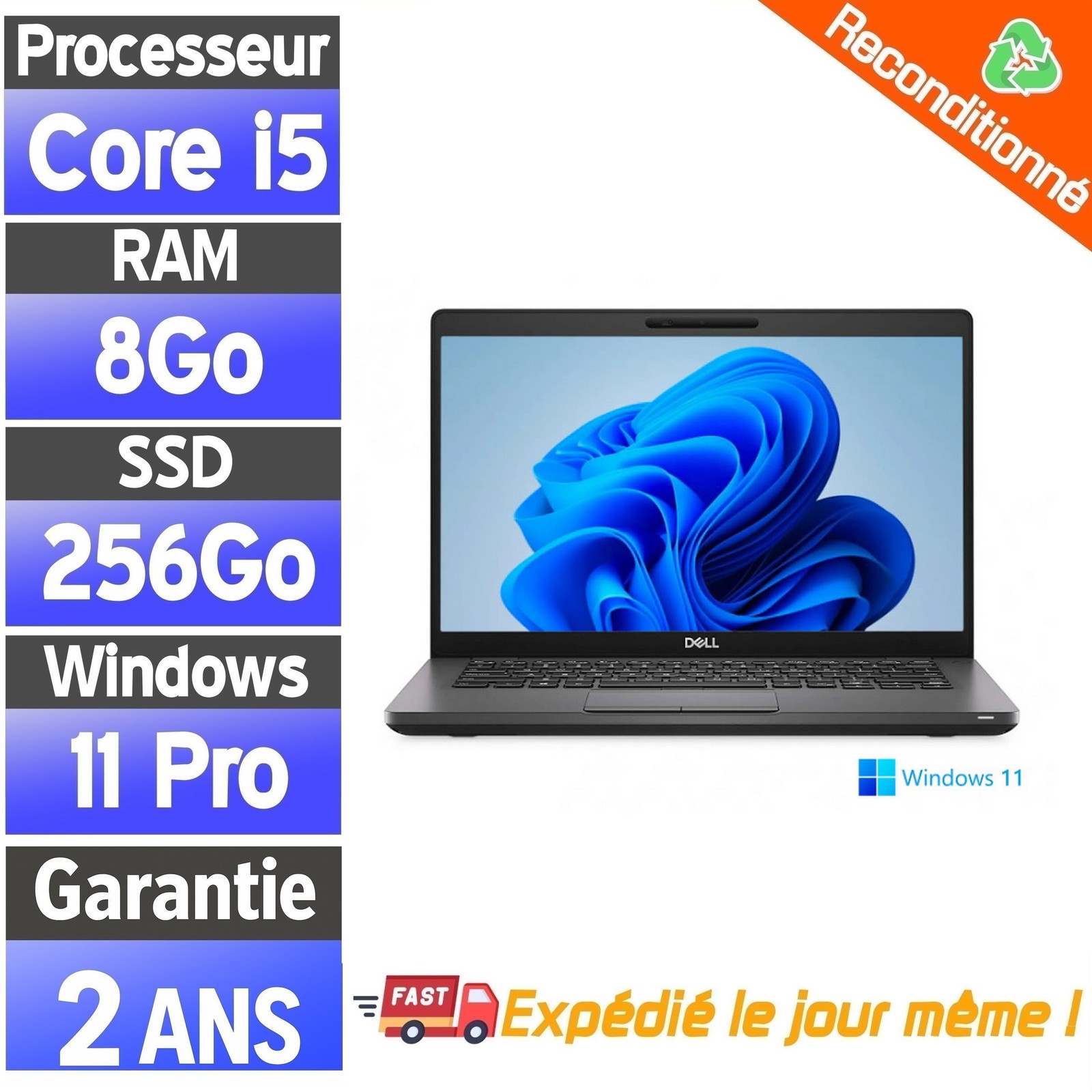 ☑️⭐☑️Dell Latitude 5400 - Core i5-8350U - 8 Go RAM - SSD 256 Go - Win 11☑️⭐☑️