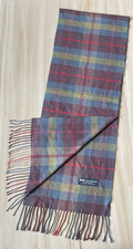 100 Cashmere Scarf Twisted Fringe 67 in x 12 in Scotland Plaid Luxury Unisex