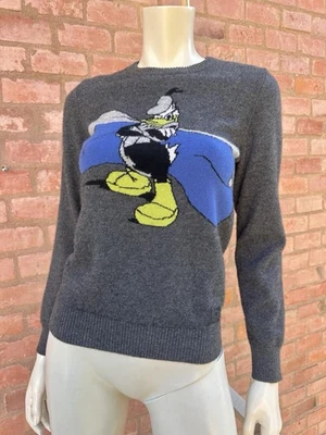 Pull ICEBERG vintage Donald Duck laine cachemire gris années 90 Disney taille S - Photo 1/4