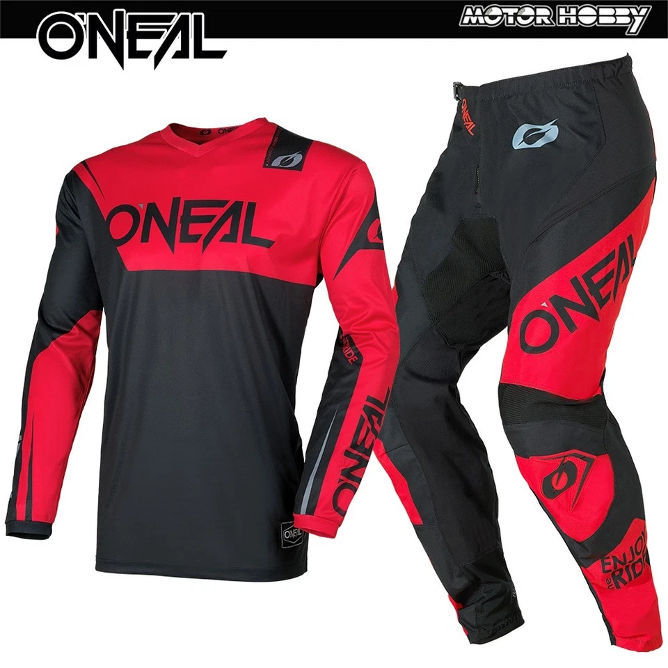 ROPA DE CARRERA COMPLETA CROSS ENDURO O'NEAL ELEMENT ONEAL NEGRA ROJA - Imagen 1 de 4