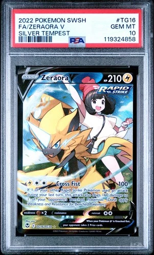 2022 Pokemon Sword & Shield #TG16 Fa/Zeraora V Silver Tempest PSA 10