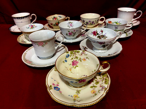 Mismatched Tea Cups & Saucers Set Of 10 Vintage China