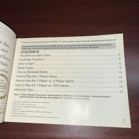 Tetris 2 NES Nintendo Instruction Manual Only