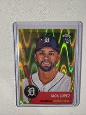 2022 Topps Chrome Platinum Yellow Ray Wave Jack Lopez RC #135 Tigers /250