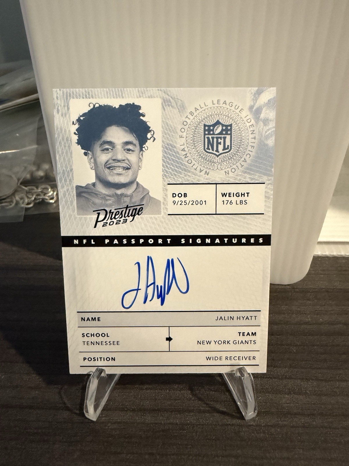 2023 Panini Prestige #NPS-JH Jalin Hyatt RC NFL Passport Signatures Auto Giants