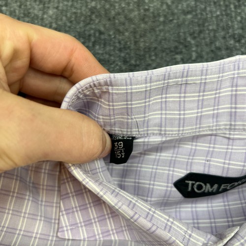 Tom Ford Shirt Lavender Purple Button Up Flip Cuffs 15.5 39 Long Sleeve *FLAWS* - Picture 7 of 13