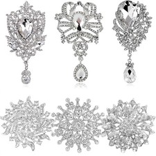 6 Pcs Rhinestone Crystal Brooch Set for Wedding Bridal Bouquet Jewelry Brooches