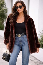 Vintage Stein  s Toledo Mouton Fur Coat Brown Shearling Mid Length