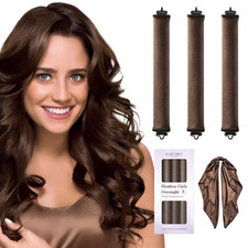 Heatless Hair Curler Overnight Curls-3 Pcs No Heat Curling Blowout Rod to Sle...