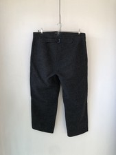 Antique 1930s French Trousers Heavy Wool Striped Grey Work Pants Buckle Back