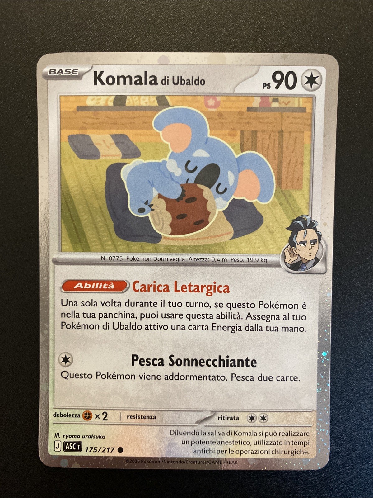 Pokemon Komala By Ubaldo 175/217 Rare Holo Ita Near Mint Asc It Heroic Rise