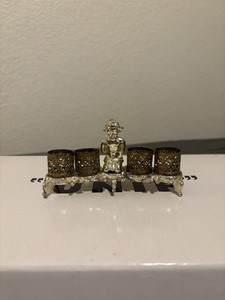 Vintage Gold Filigree Cherub 6-Footed Ormolu Lipstick Holder 1950s