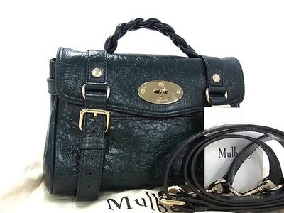 Mulberry Mini Alexa Leather 2 Way Handbag Green FV7031