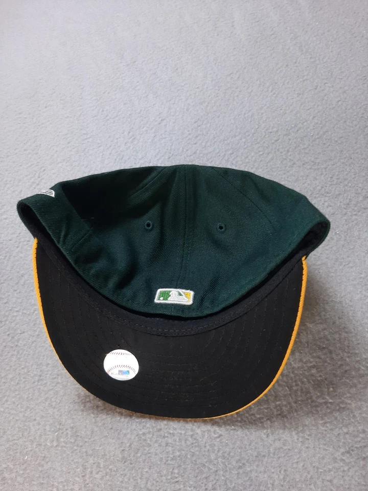 奥克兰田径队美国职棒大联盟棒球帽男孩尺寸 6 5/8 New Era 59FIFTY 合身帽子 — 第 3/3 张图片