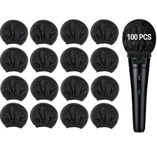 100 Pcs Non-Woven Microphone Cover, Disposable Hygiene Covers, Handheld Black