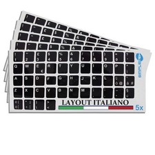 Simpletek 5x Italian PC Keyboard Stickers QWERTY, 13x11mm, Black