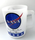 Federal Glass Vintage Skylab Houston Space Center Texas Mug White Milk Glass