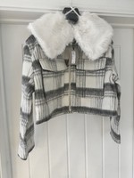 River Island Women's Checked Coat Size 12 Grey And White New