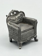 Kleiner Zinn Sessel PEWTER Puppenstube Zubehör Alt Möbel Puppenhaus Spielzeug