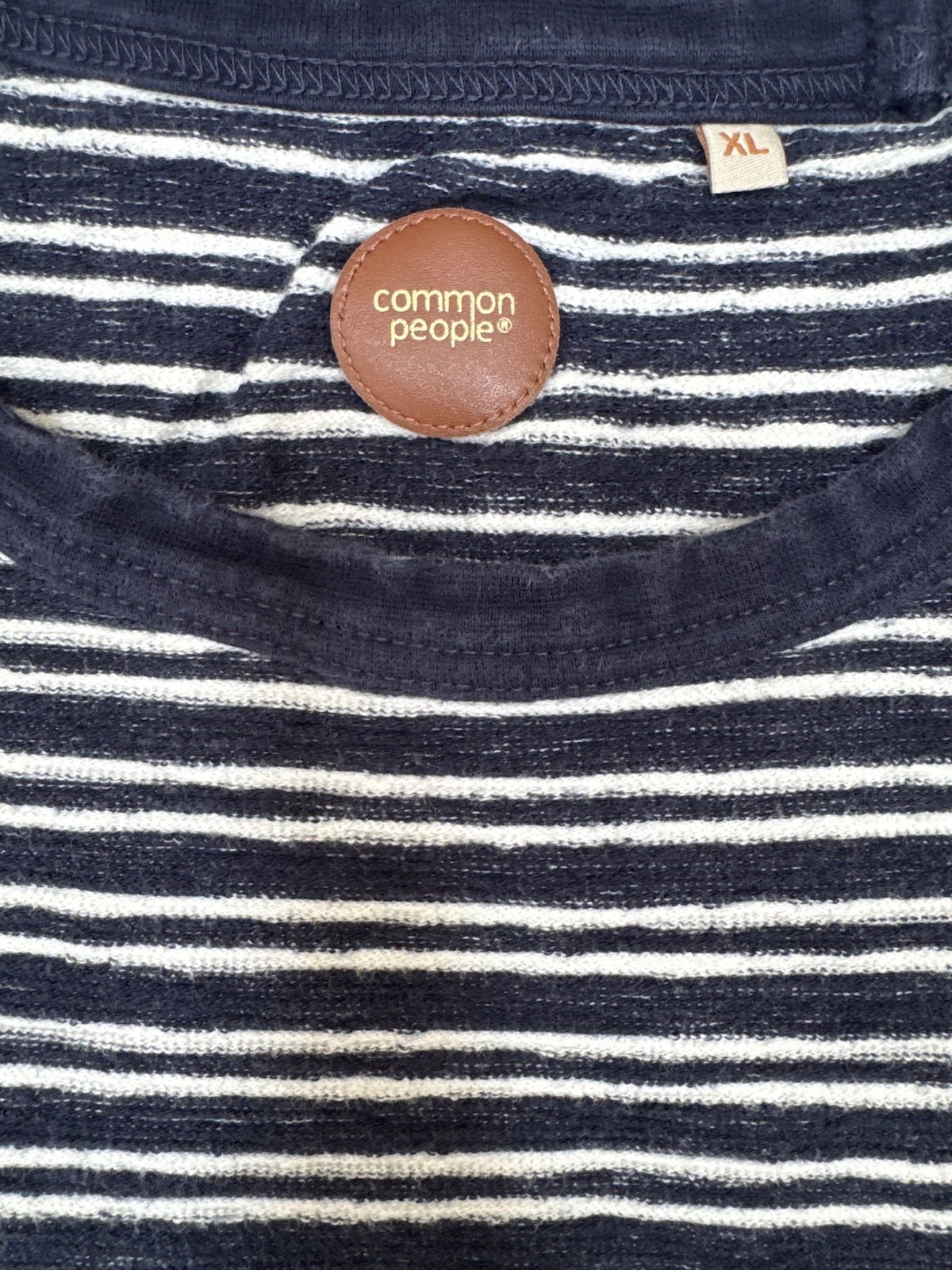 Common People Striped T Shirt XL Navy White Cotton Short Sleeve Crew Neck image 5