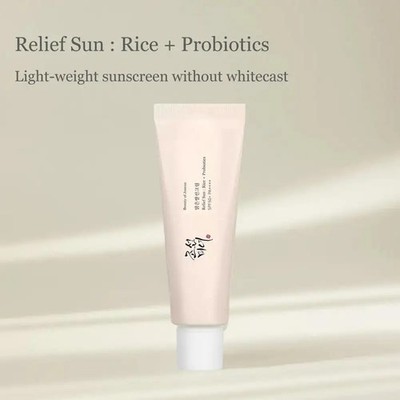 2x Beauty of Joseon Relief Sun: Reis + Probiotika, Gesichts-Sonnencreme 50ml LSF 50+
