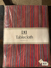 DII Cotton Multicolor Stripe Rectangle Tablecloth 60 x 84 Machine Washable