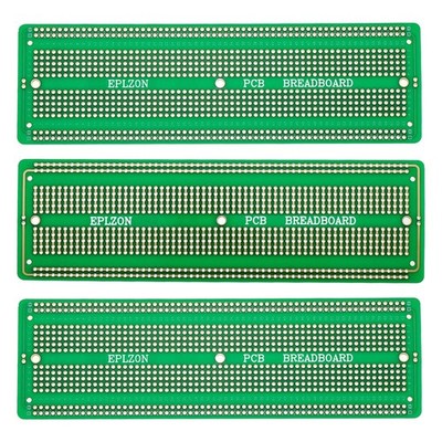 3 PCS Breadboard Solderable Prototype PCB Kit 6.8x2.05 Inch Electronics Green