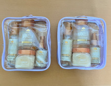 Lot of 2 Tree Hut Vanilla Body Care Bath Shower Travel Kit Gift Set 4 Piece