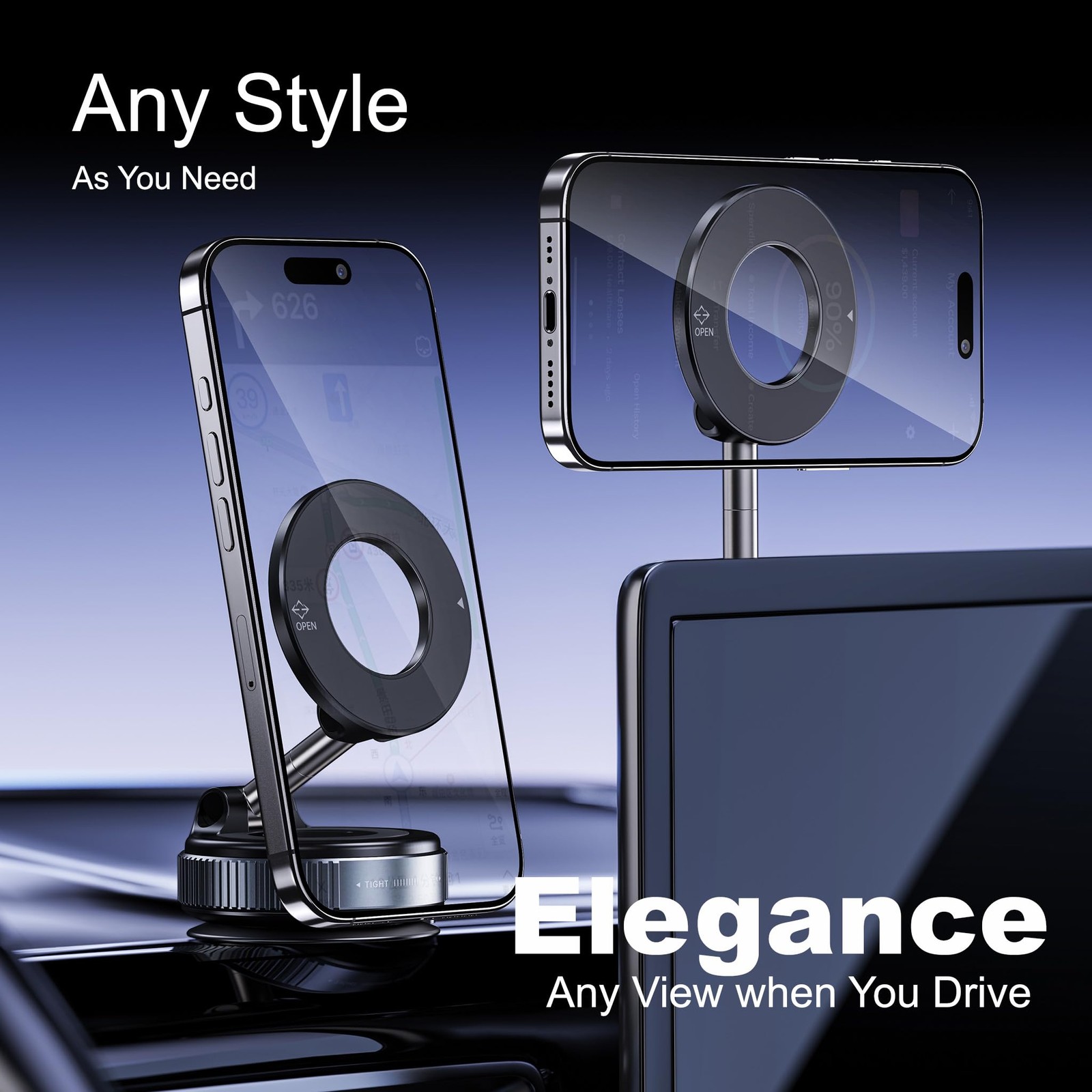 LnkXT Magnetic Phone Holder for Car,Vacuum Suction Cup Phone Mount,Magsafe Ca...