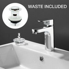 Modern Tap Mixer Basin Sink Chrome Brass Mono bloc Bathroom Toilet Taps + Waste